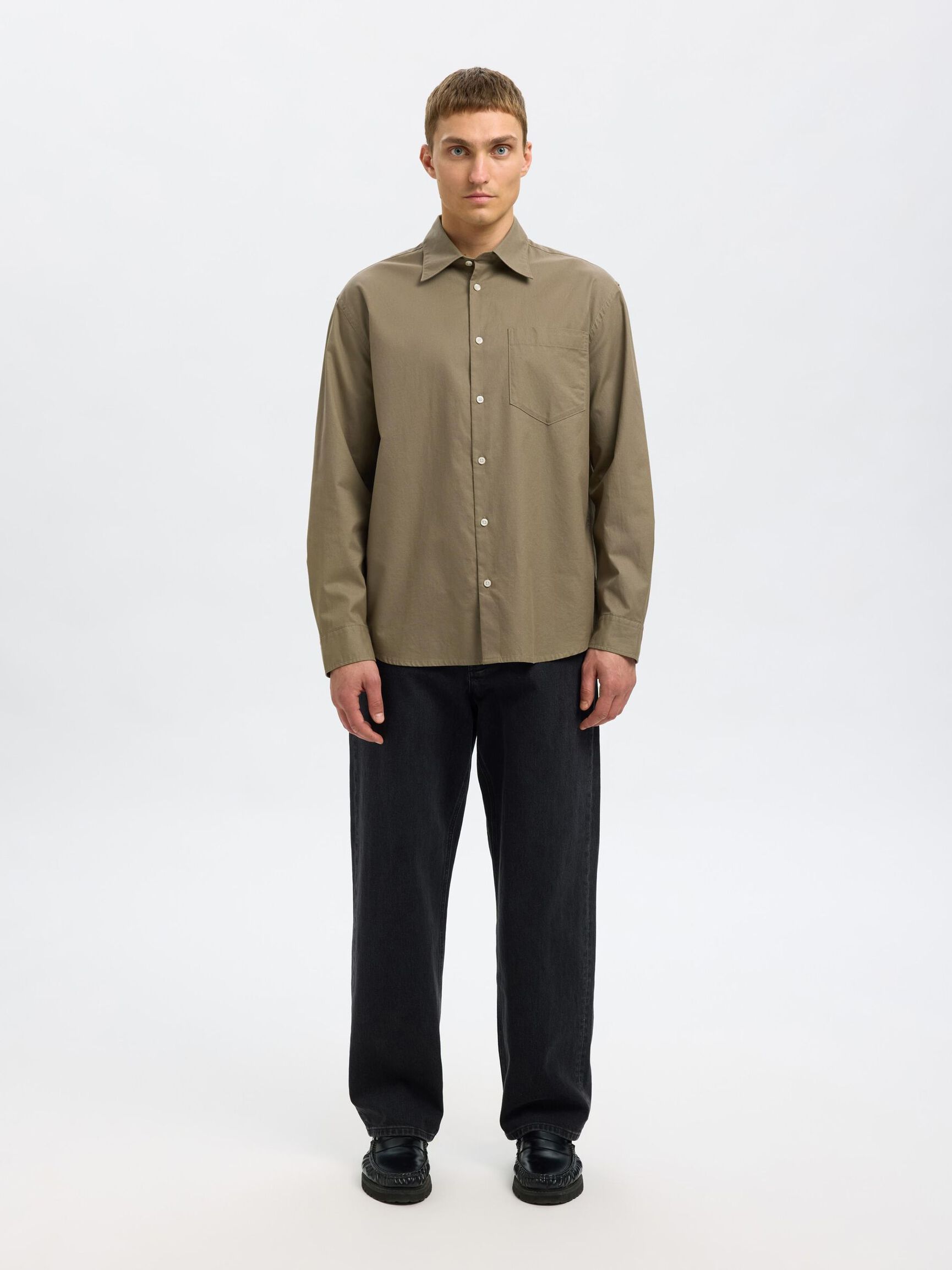 RELAXED FIT TWILL SHIRT, Vetiver, highres