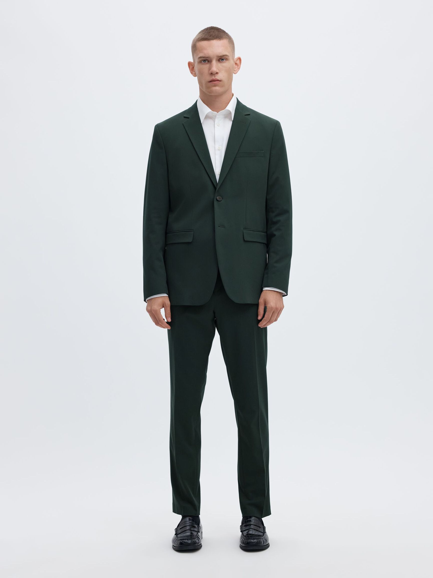 VISCOSE BLEND SLIM FIT BLAZER, Forest Night, highres