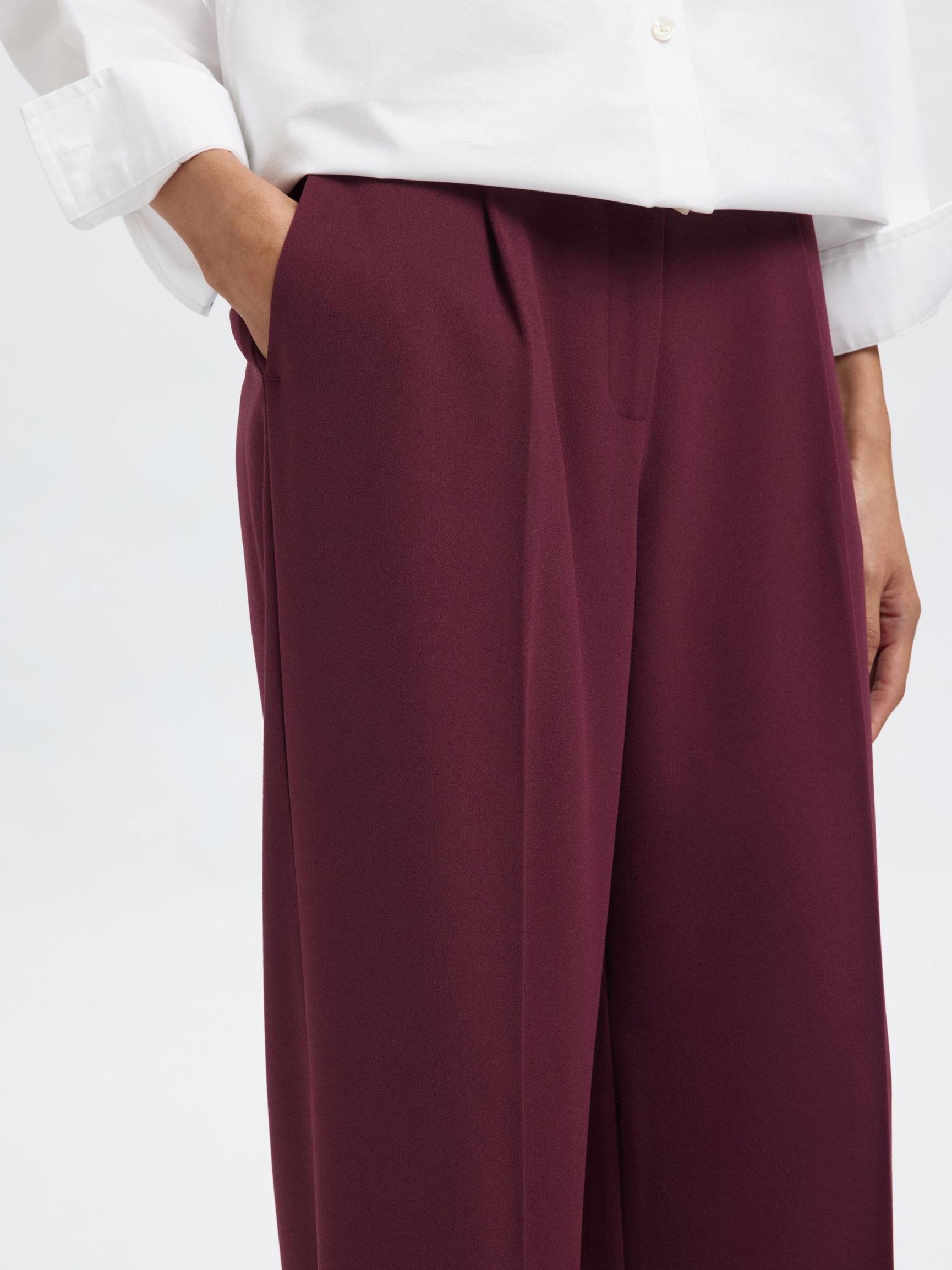 TISSÉ PANTALON À JAMBE AMPLE, Fig, highres