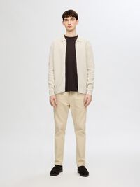 KNITTED ZIP-FRONT CARDIGAN, Oatmeal, highres