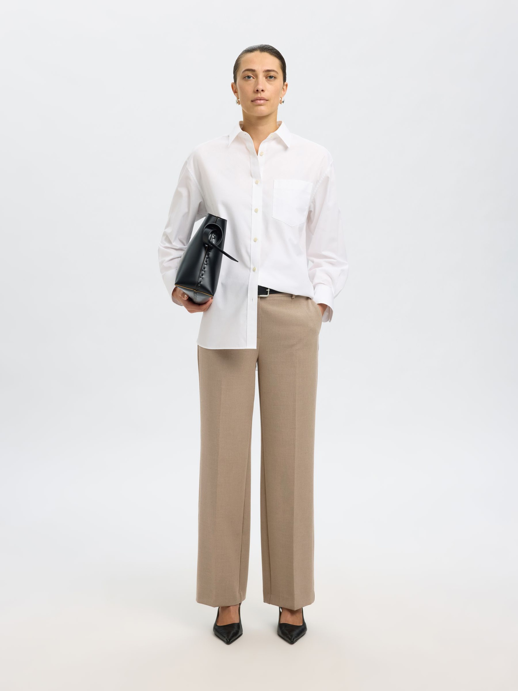 VISCOSE BLEND TROUSERS, Camel, highres
