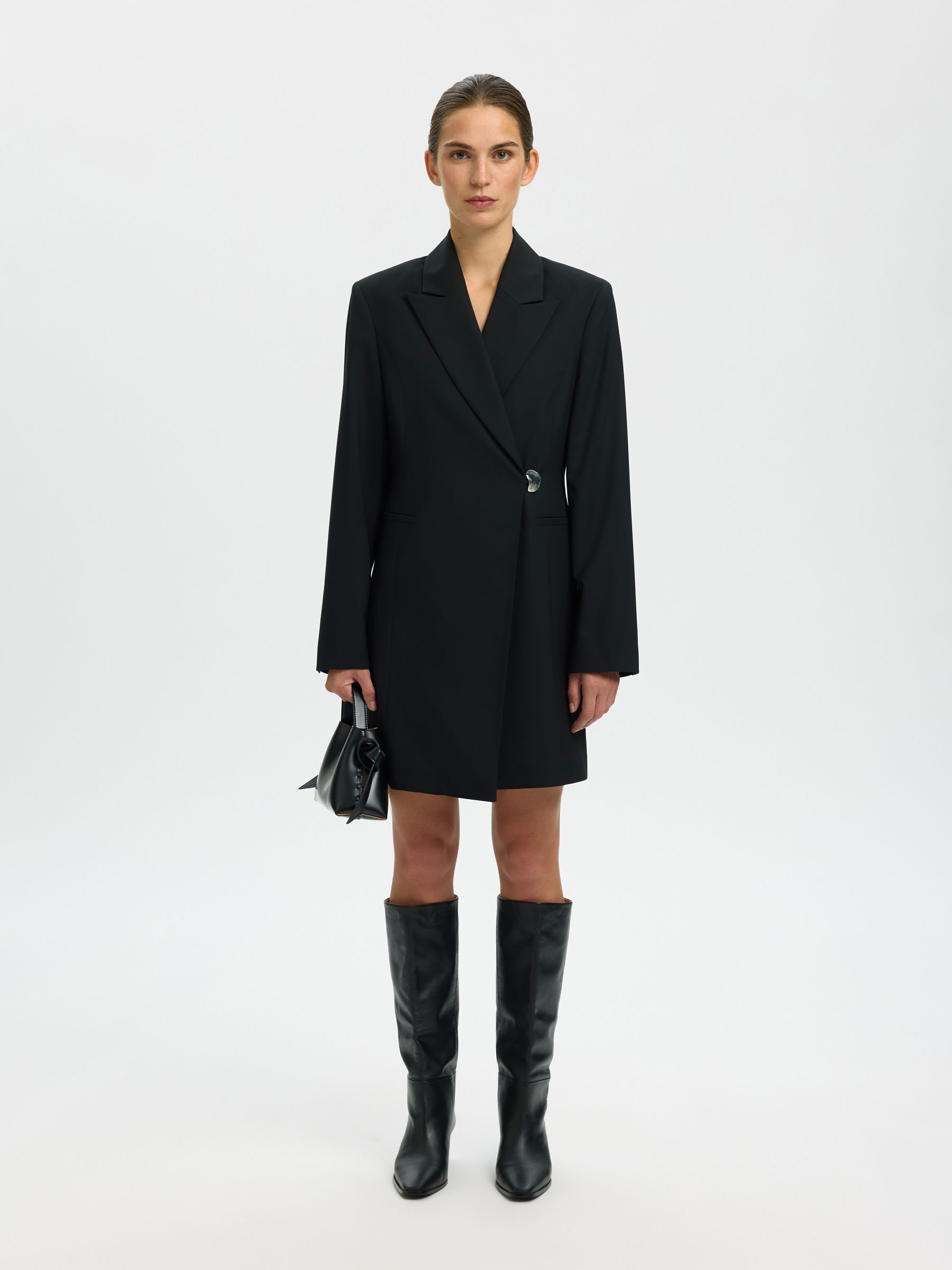 STRUCTURED BLAZER DRESS, Black, highres