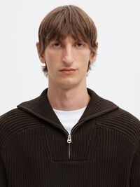 RIBBED ORGANIC COTTON HALF-ZIP JUMPER, Delicioso, highres