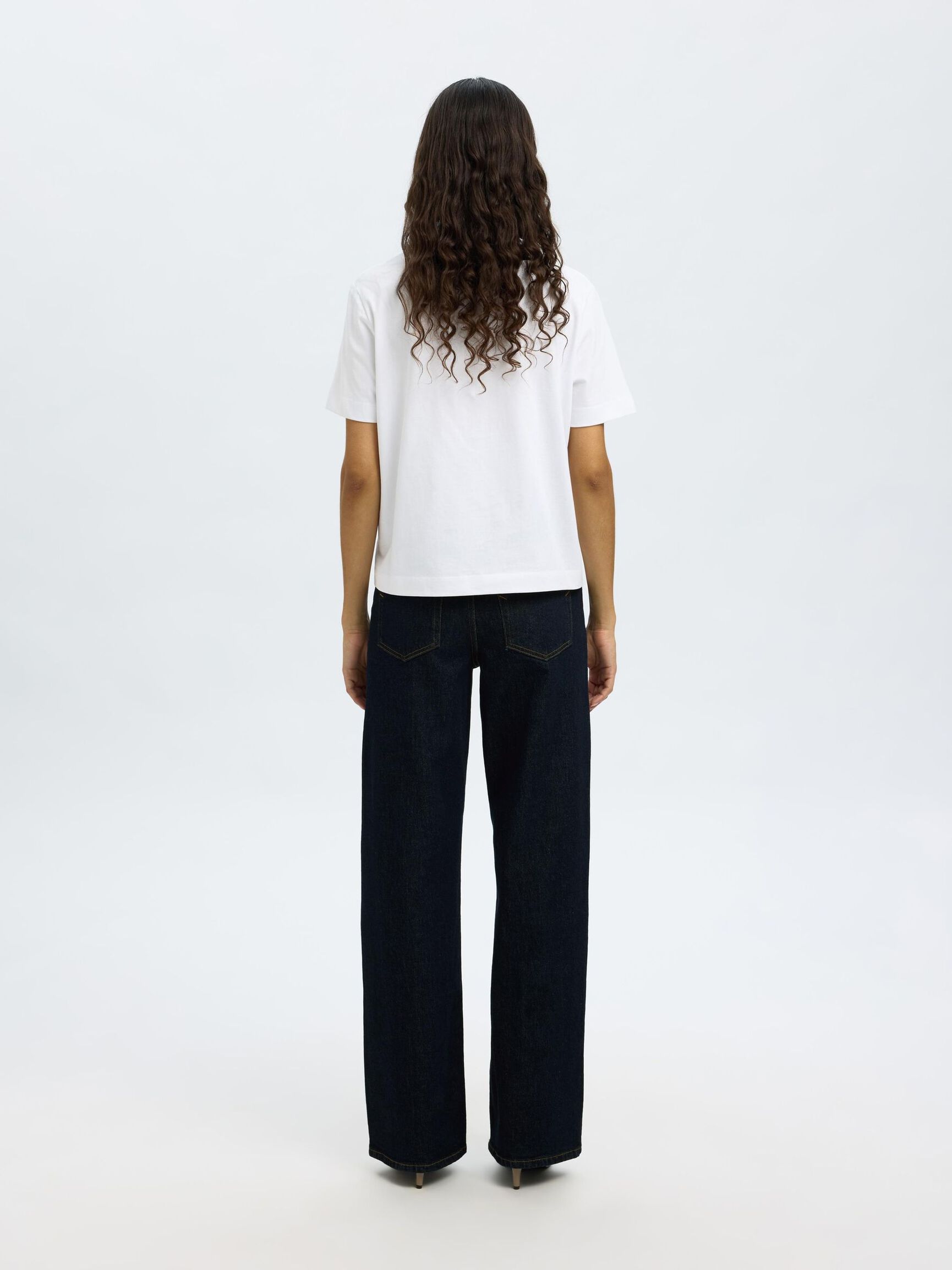 HIGH WAIST WIDE LEG JEANS, Dark Blue Denim, highres