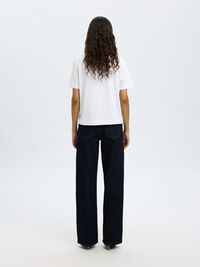 HIGH WAIST WIDE LEG JEANS, Dark Blue Denim, highres
