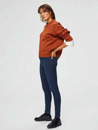 MID WAIST SKINNY FIT JEANS, Dark Blue Denim, highres