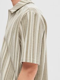 STRIPED SHORT SLEEVED SHIRT, Burnt Olive, highres
