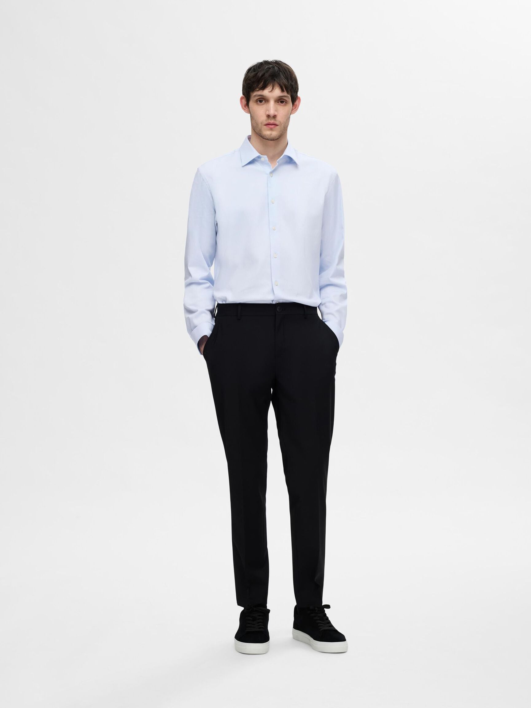 SLIM FIT STRETCH SHIRT, Light Blue, highres
