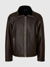 SHEARLING LÆDERJAKKE, Demitasse, highres
