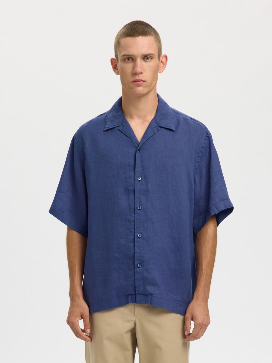 Product tile image - 100% LINEN SHORT SLEEVED SHIRT, Oceana | 16096908_Oceana