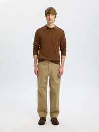 100% MERINO WOOL KNITTED POLO SHIRT, Soft Silt, highres