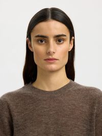 SHORT SLEEVED KNITTED TOP, Chocolate Chip, highres