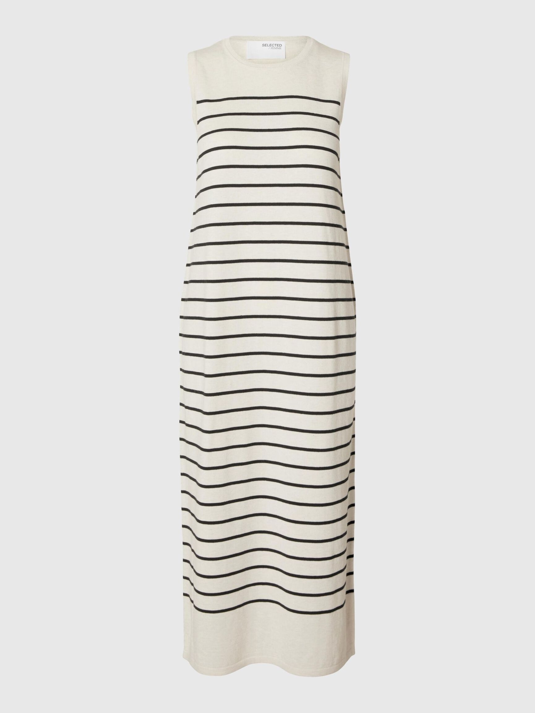 ÄRMELLOSES STRICK MAXIKLEID, Birch, highres