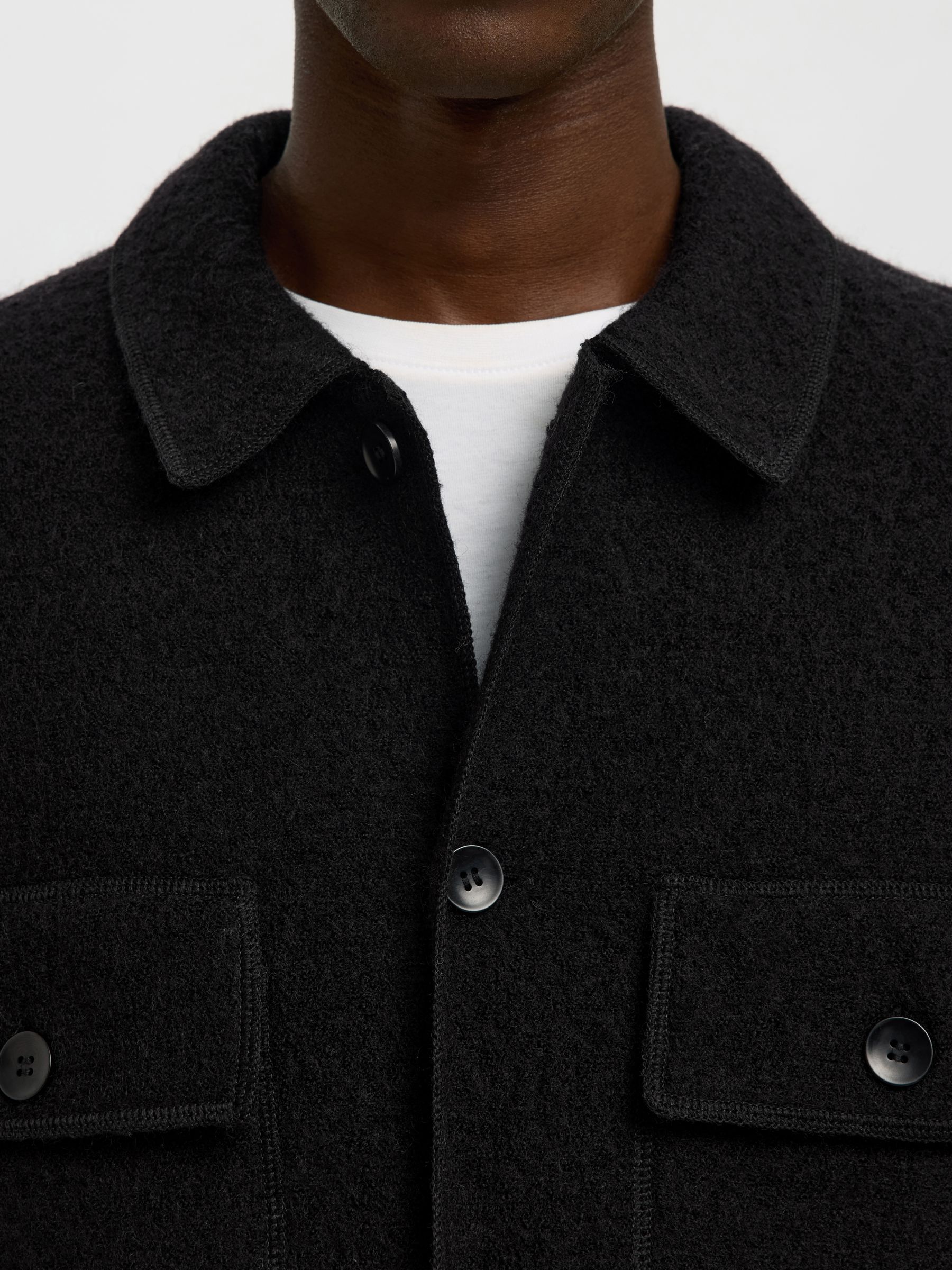 100% WOOL CARDIGAN, Black, highres