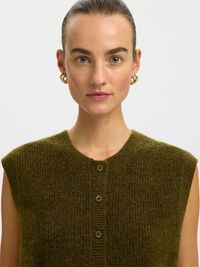 WOOL BLEND  WAISTCOAT, Fir Green, highres