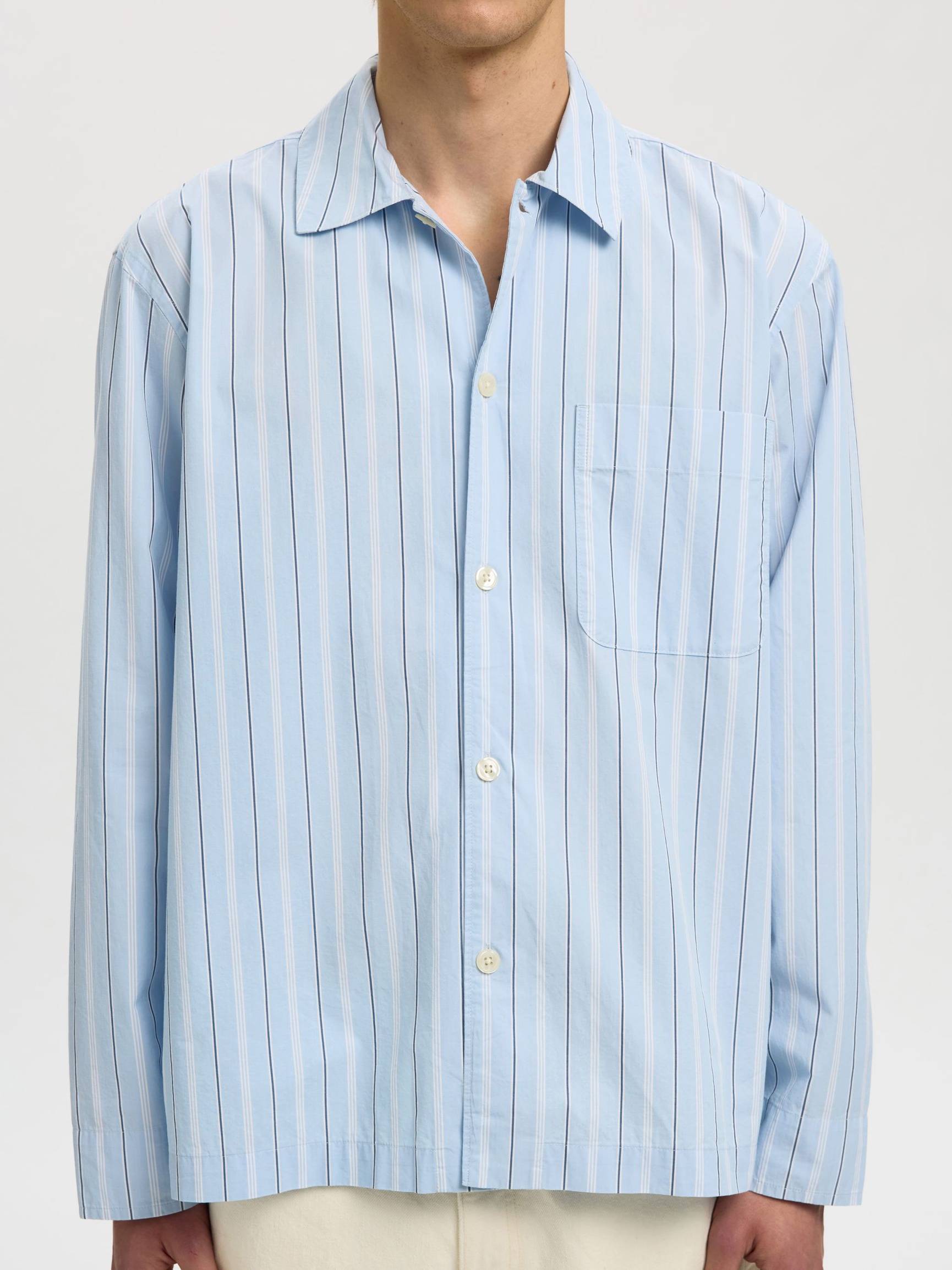 RELAXED FIT LONG SLEEVED SHIRT, Cashmere Blue, highres