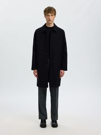 WOOL BLEND COAT, Black, highres