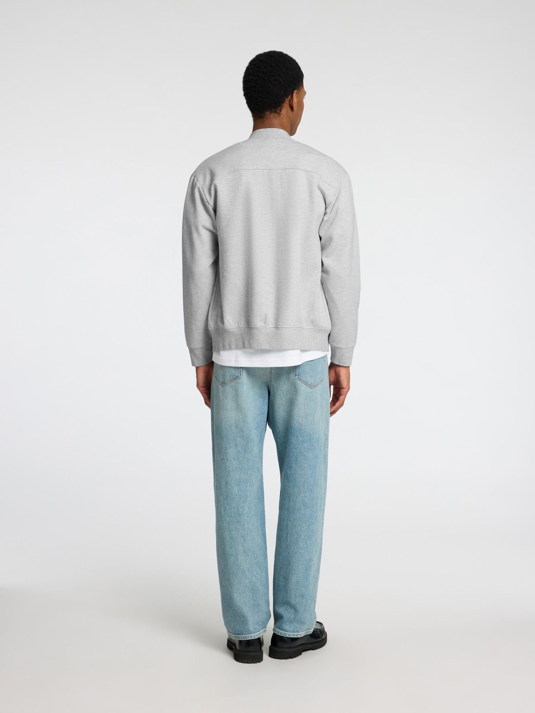 JERSEY SWEAT CARDIGAN, Light Grey Melange, highres