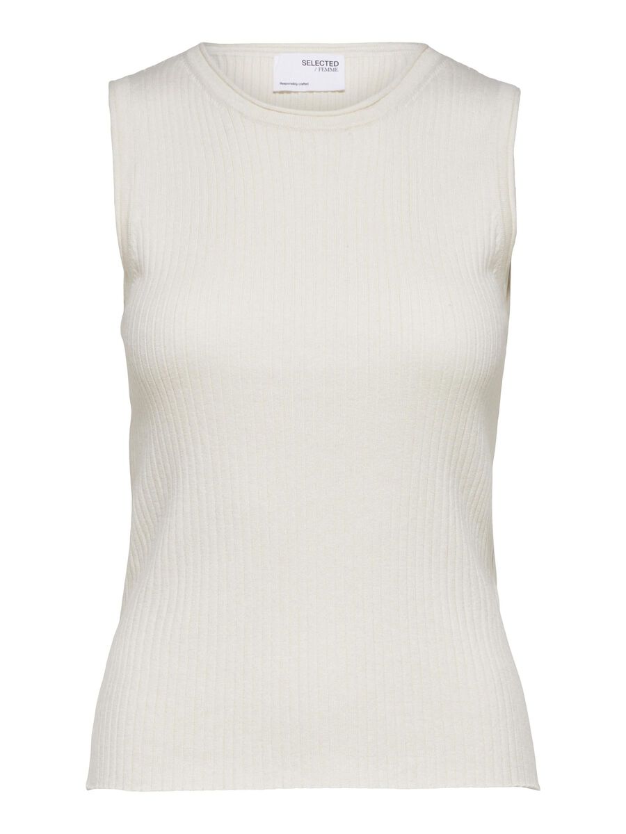 Selected SLEEVELESS KNITTED TOP, Birch, highres - 16089110_Birch_1016346_001.jpg
