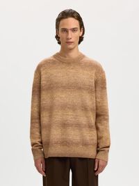 RELAXED FIT KNITTED PULLOVER, Chocolate Chip, highres