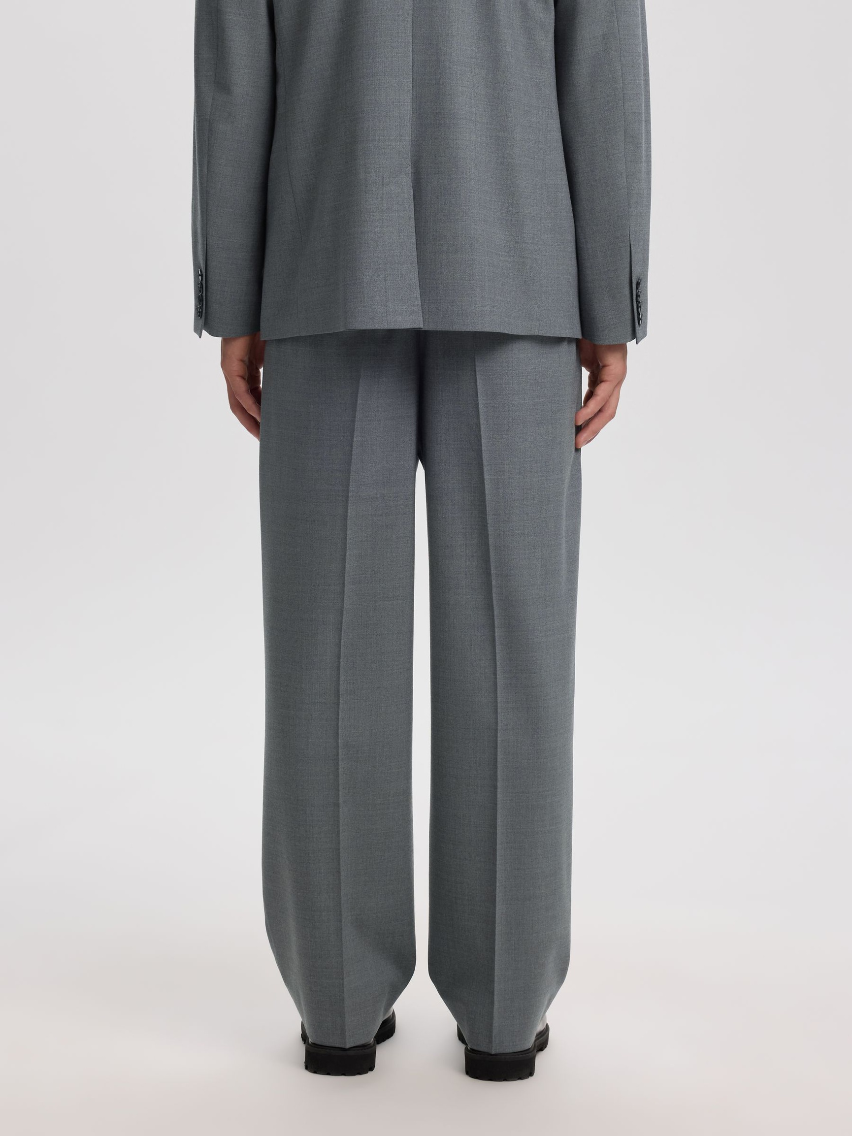 LAINE MÉLANGÉE PANTALON AMPLE, Light Grey Melange, highres