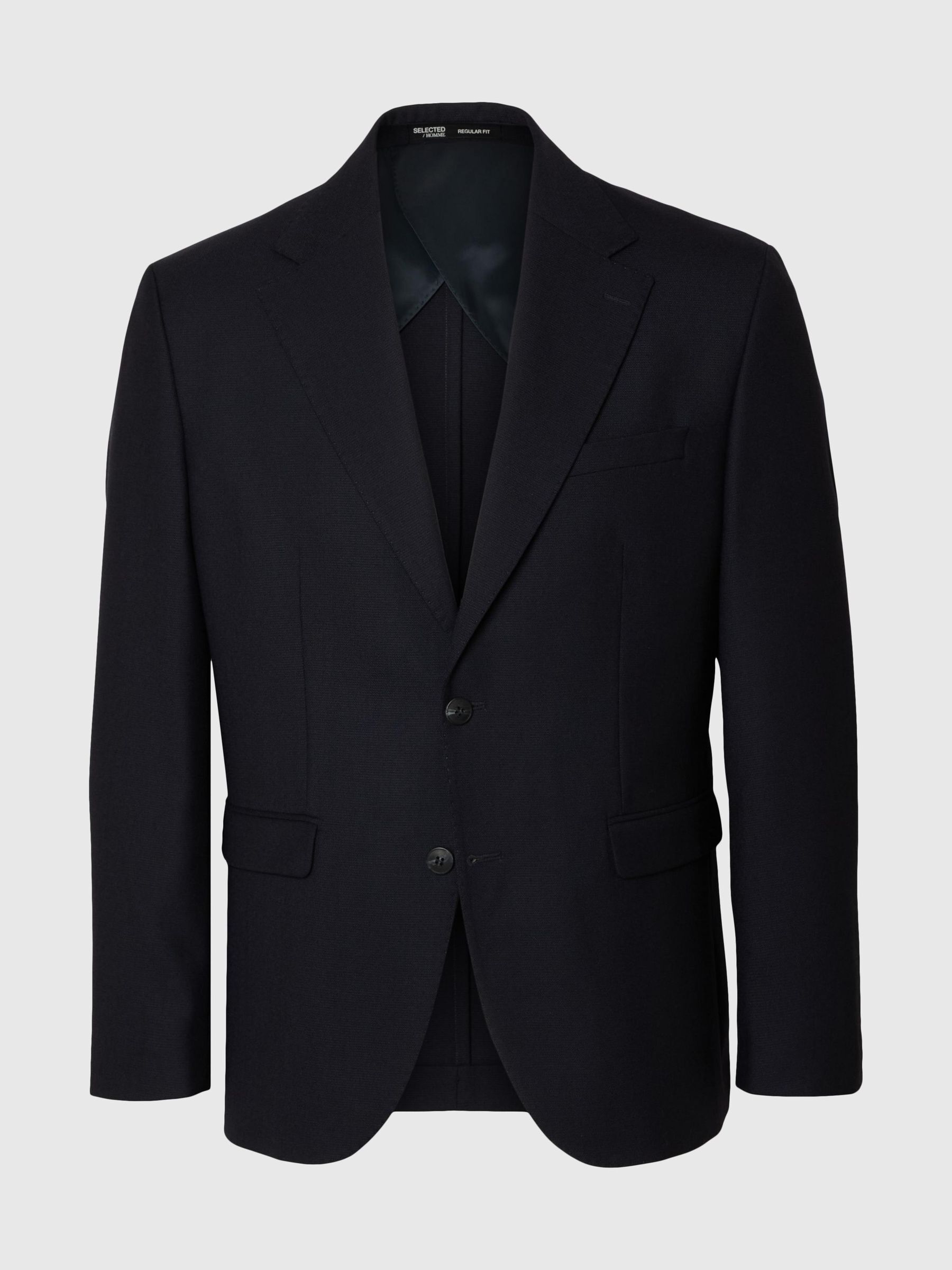 REGULAR FIT WOOL BLEND BLAZER, Dark Navy, highres