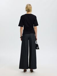 GATHERED T-SHIRT, Black, highres