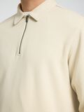 Selected RIBBED HALF ZIP LONG-SLEEVED POLO, Oatmeal, highres - 16095710_Oatmeal_006.jpg