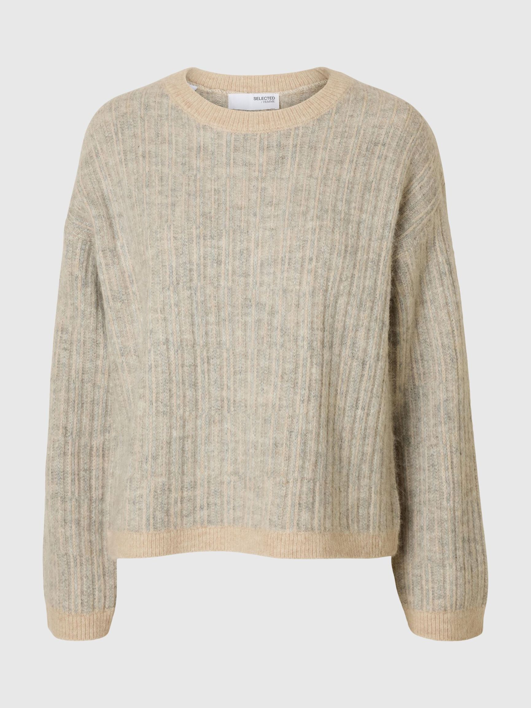 WOOL BLEND KNITTED JUMPER, Birch, highres