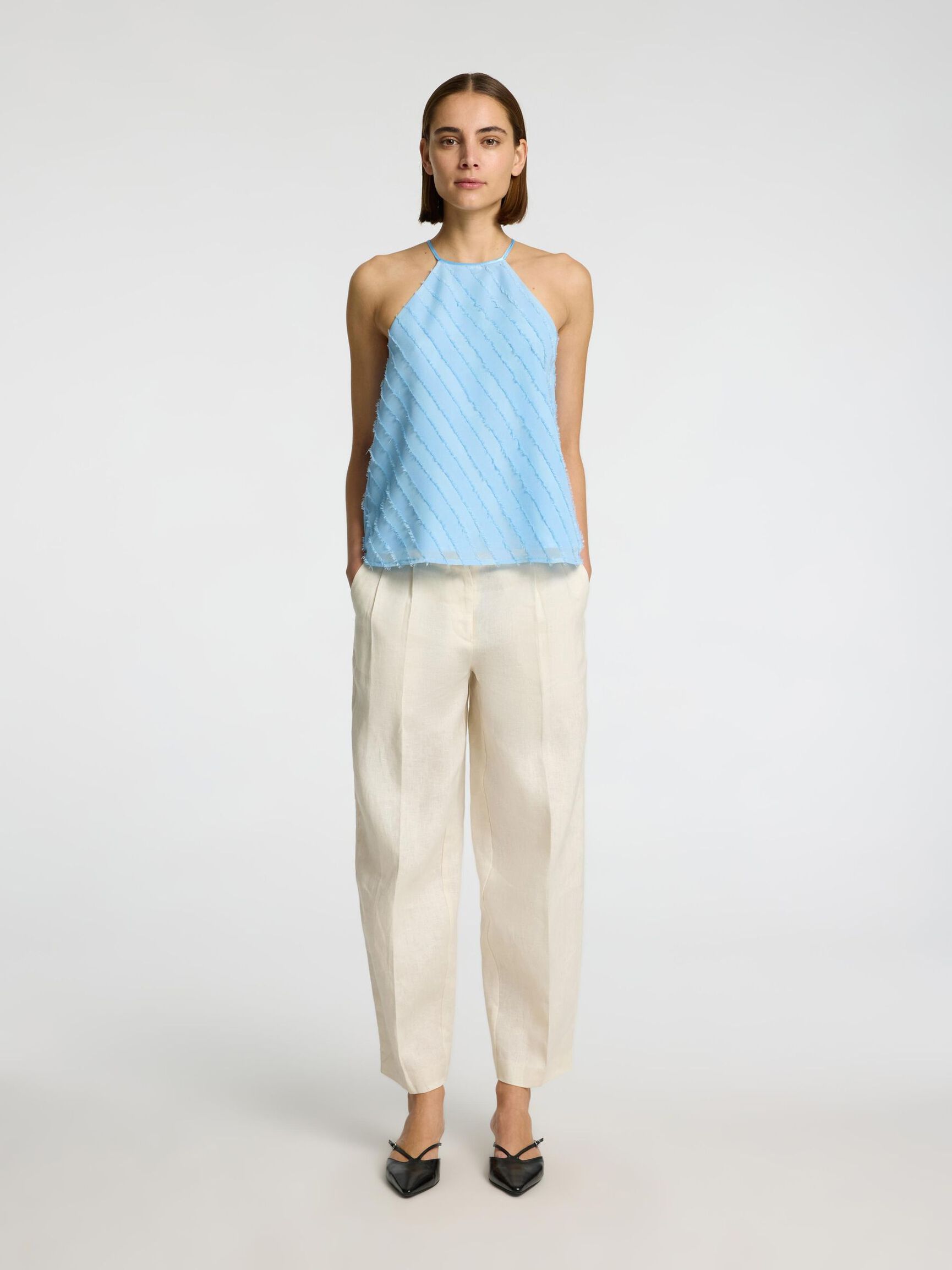 SANS MANCHES TOP DOS NU, Cerulean, highres