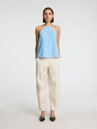 SANS MANCHES TOP DOS NU, Cerulean, highres