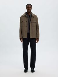 WOOL BLEND SHACKET, Chocolate Torte, highres