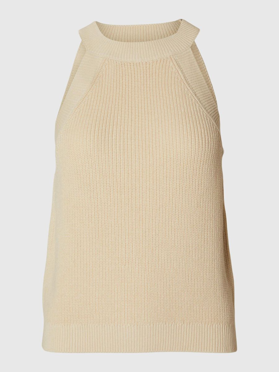 Selected KNITTED HALTERNECK TOP, Birch, highres - 16093755_Birch_001.jpg