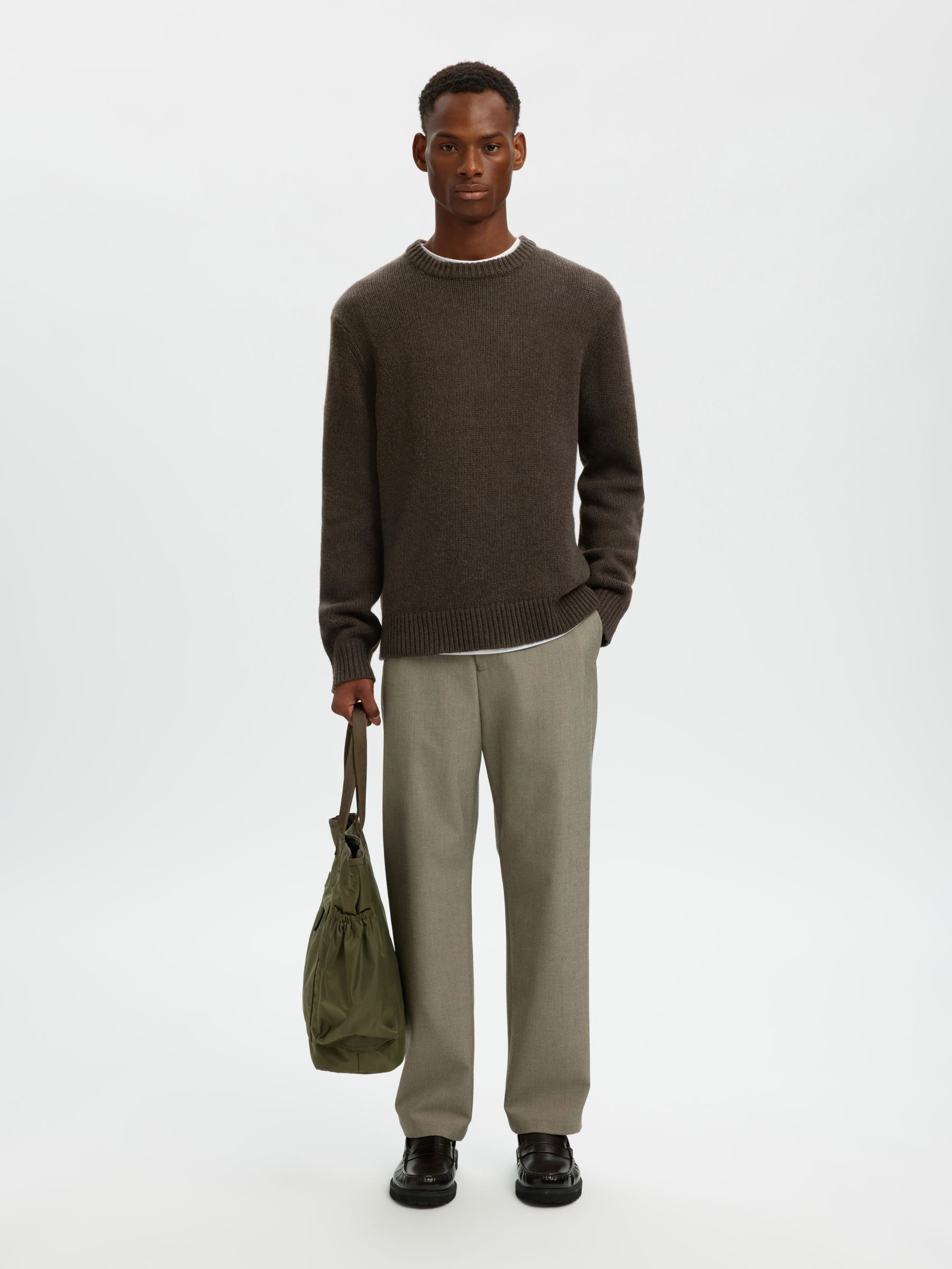 RELAXED FIT WOLLGEMISCH PULLOVER, Demitasse, highres