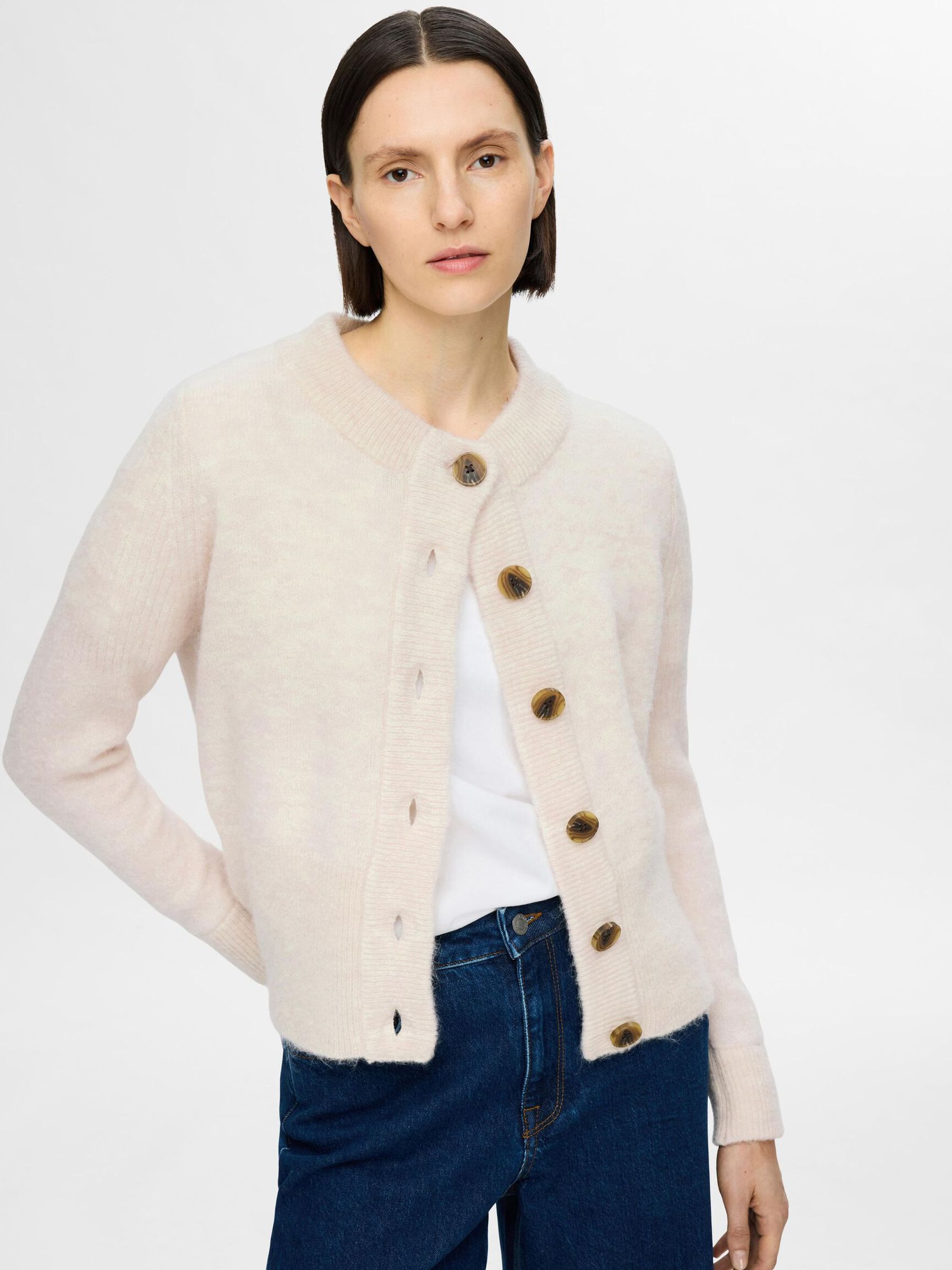 WOLLGEMISCH STRICK STRICKJACKE, Birch, highres