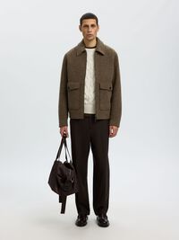 CABLE KNIT CREWNECK JUMPER, Silver Birch, highres