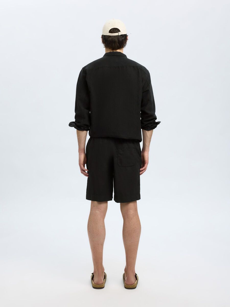 Selected LOOSE FIT LINEN-BLEND SHORTS, Black, highres - 16097541_Black_004.jpg