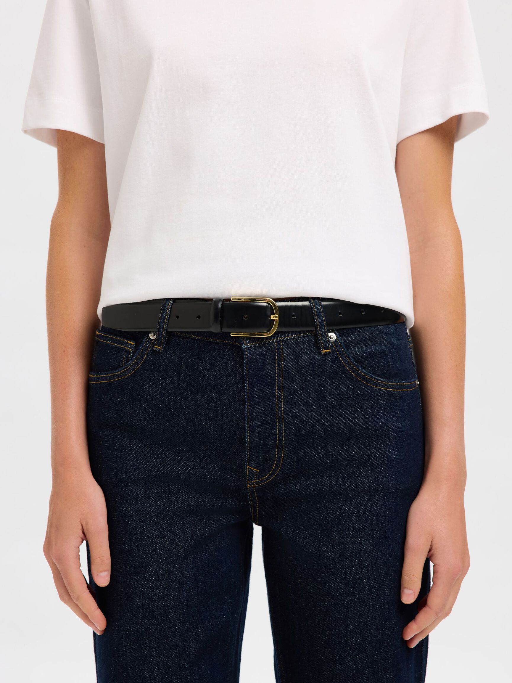 100% LEATHER BELT, Black, highres