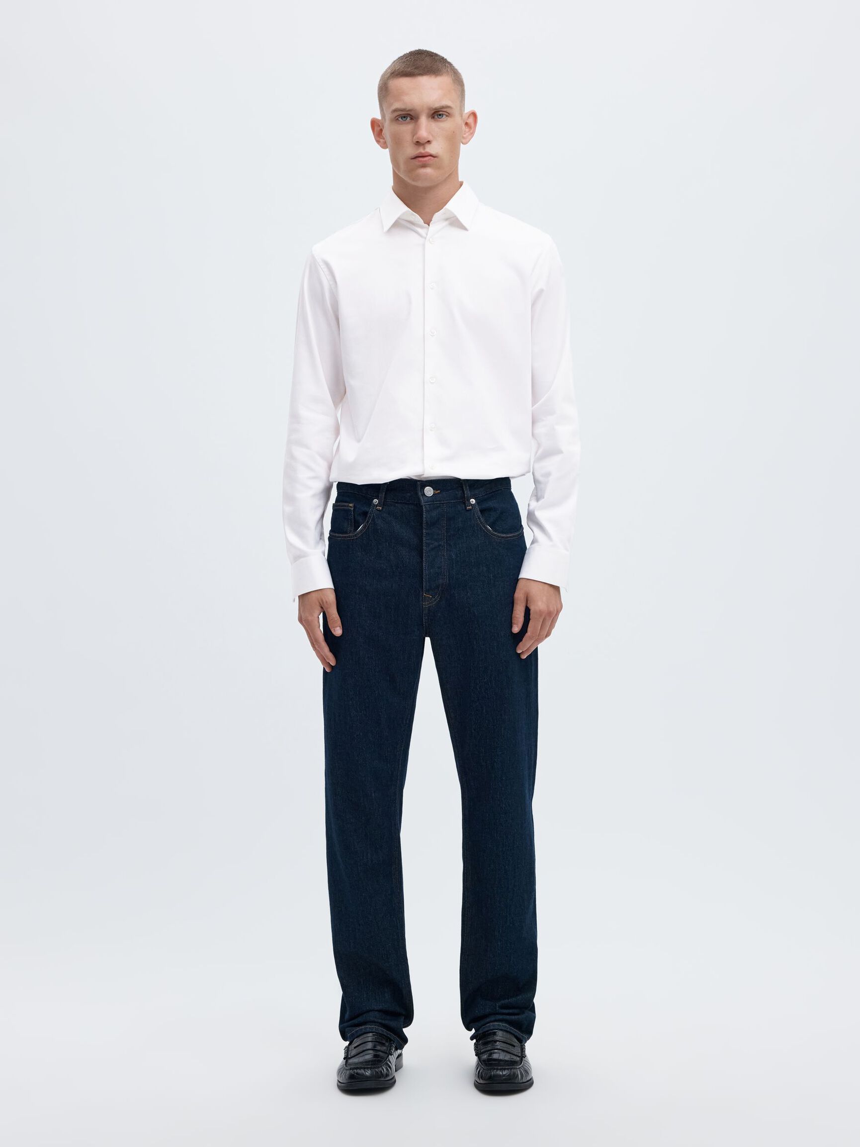 SLIM FIT STRETCH SHIRT, Bright White, highres