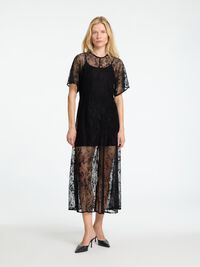 SPITZEN MIDIKLEID, Black, highres