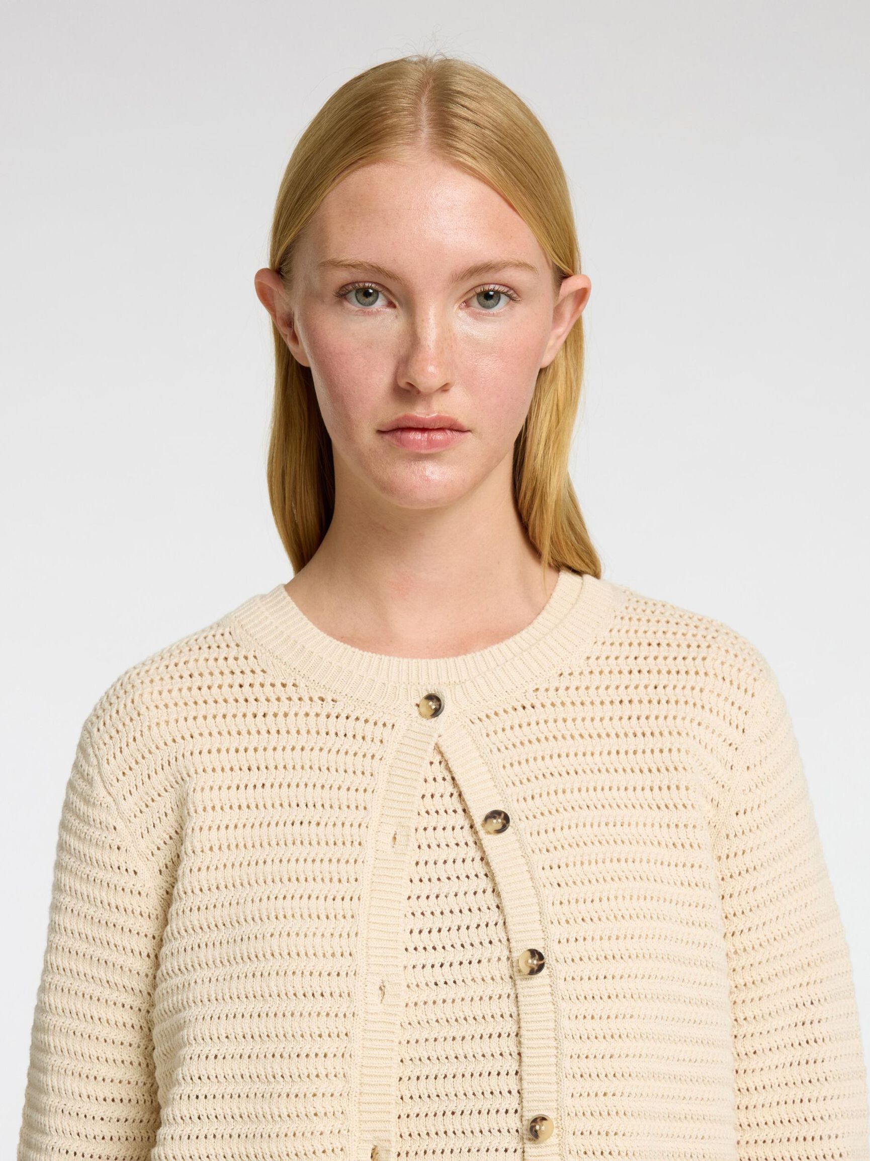 CARDIGAN A MAGLIA, Birch, highres