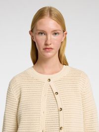 100% BOMULD STRIKKET CARDIGAN, Birch, highres