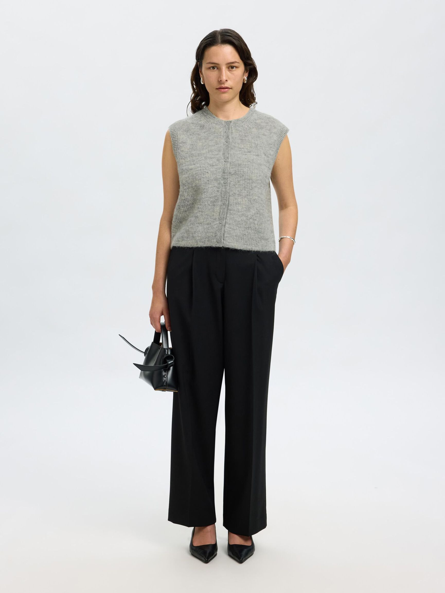 GILET A MAGLIA, Light Grey Melange, highres