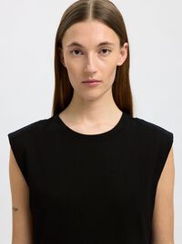 ÄRMELLOSES BAUMWOLL MAXIKLEID, Black, highres