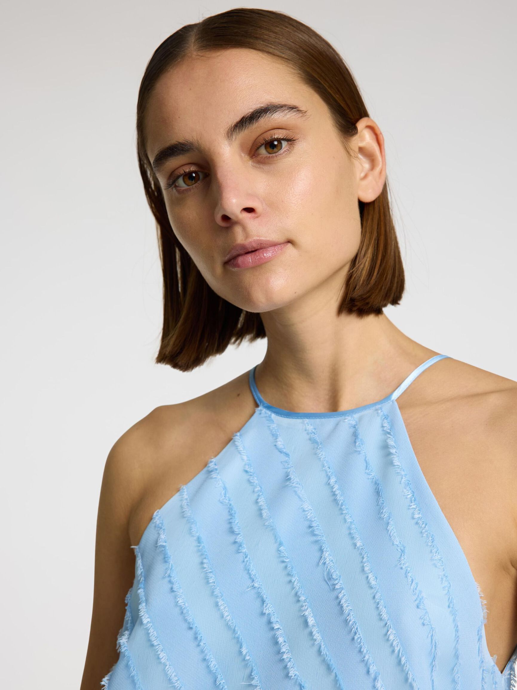 SLEEVELESS HALTERNECK DRESS, Cerulean, highres