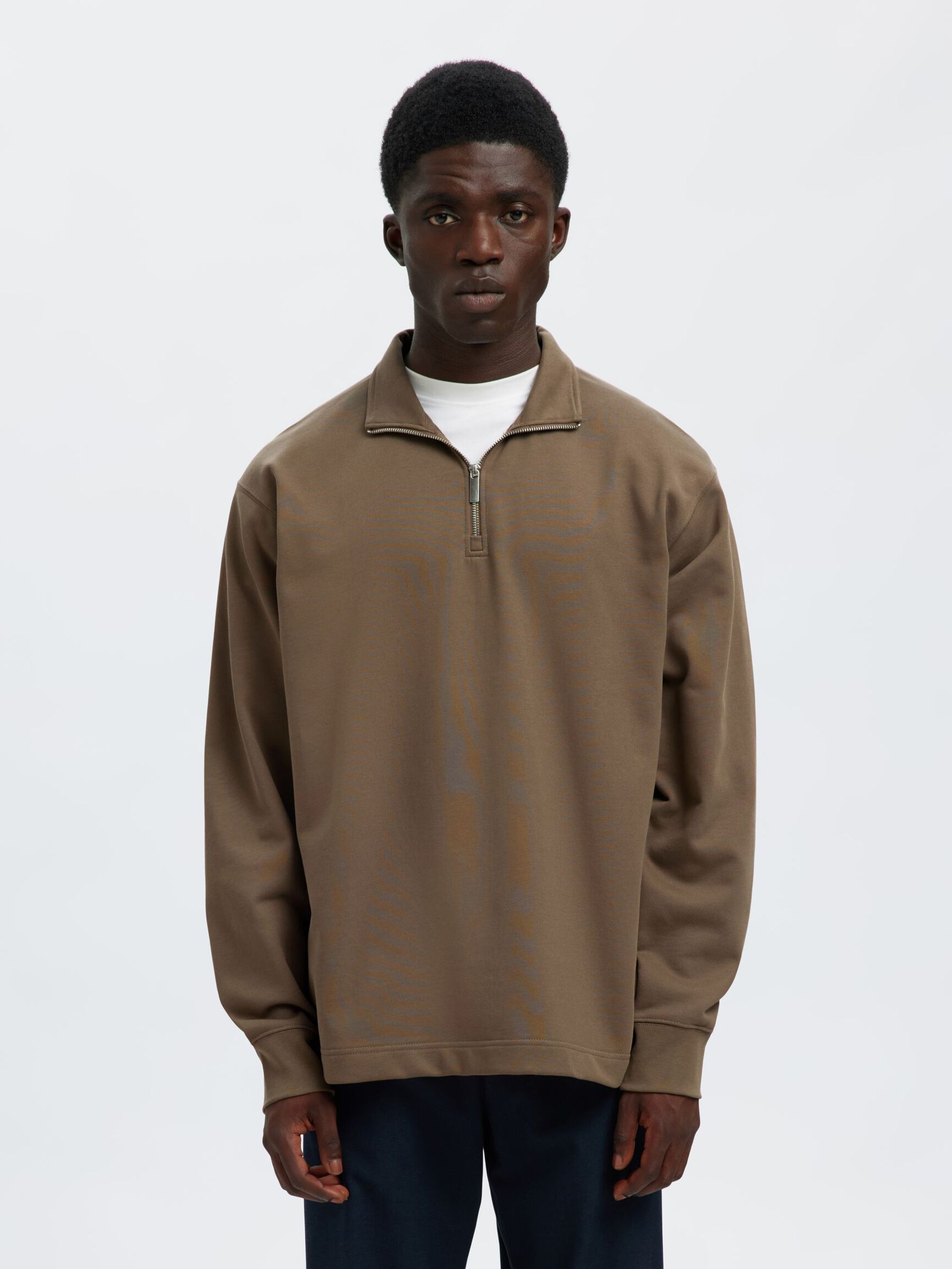 HALF ZIP SWEATSHIRT, Chocolate Chip, highres