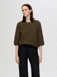 TEXTURED  3/4 SLEEVED TOP, Kalamata, highres