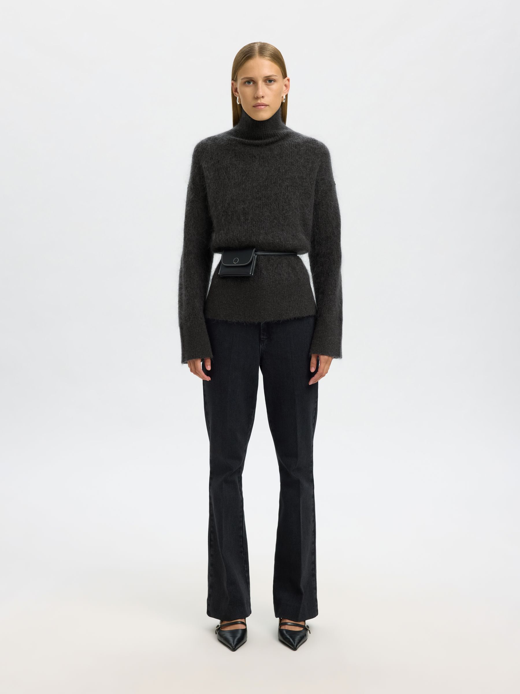 MOHAIR MIX STRICKPULLOVER, Asphalt, highres