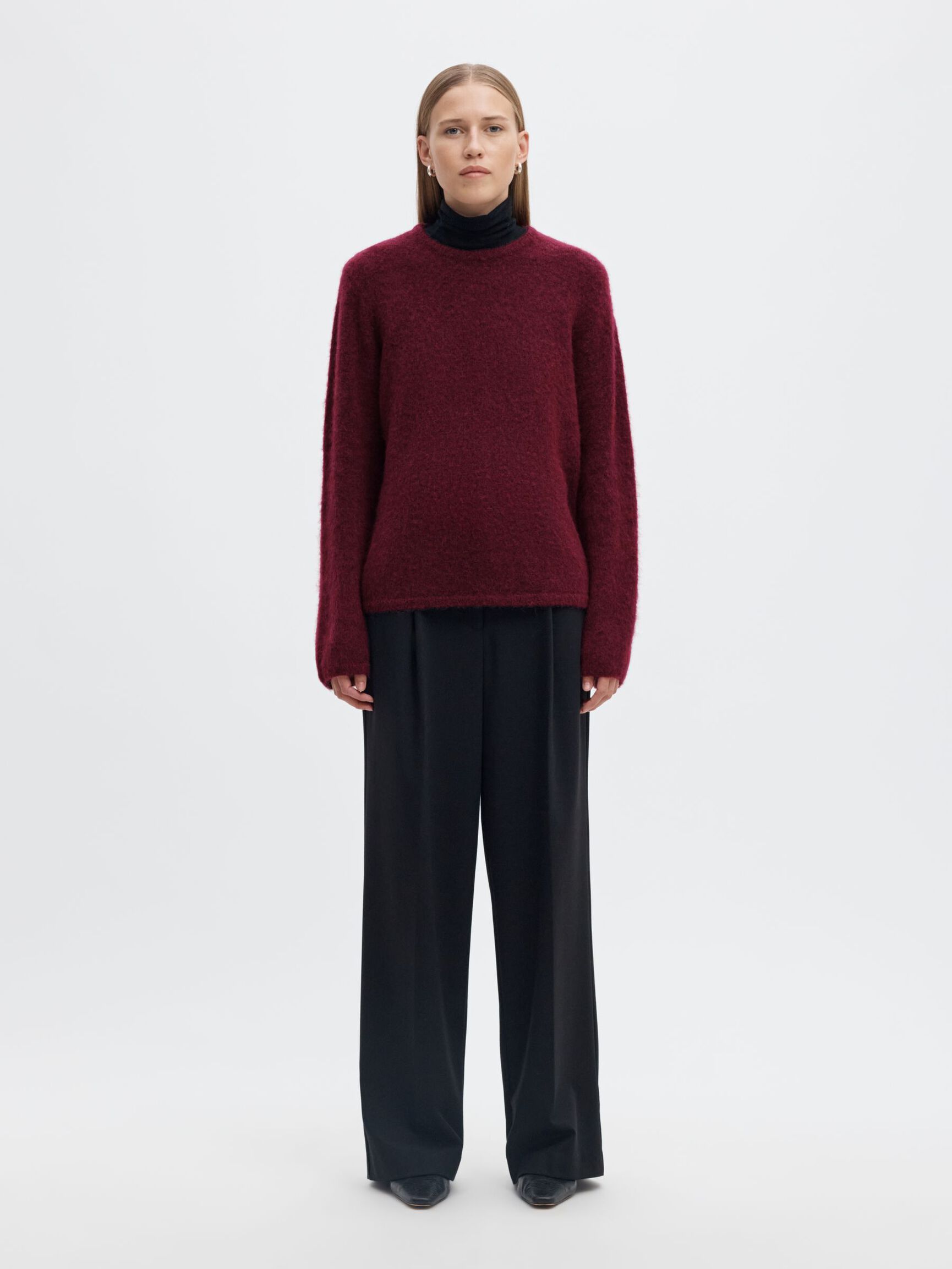 WOOL BLEND KNITTED JUMPER, Tawny Port, highres