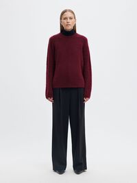 WOOL BLEND KNITTED JUMPER, Tawny Port, highres